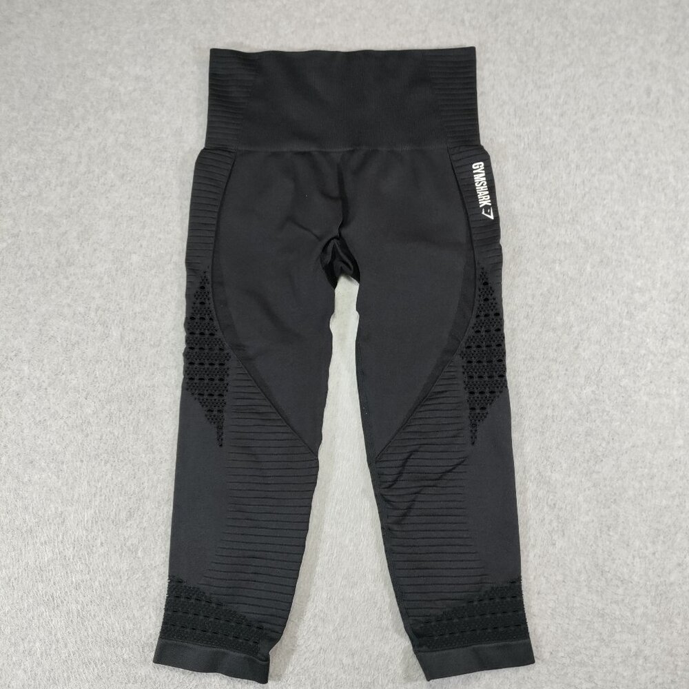 GymShark Leggings Womens Small Black Energy Seamless High Rise Perforated Nylon
